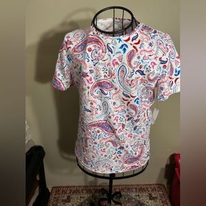 NEW Talbots size medium womens shirt tee t floral  white